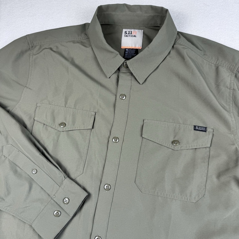 5.11 Tactical Marksman Long Sleeve Button Shirt Men XL Green UPF 50+ Vented